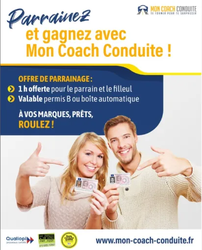 🚗 Offre Parrainage Mon Coach Conduite : 1h de conduite offerte pour vous deux à Toulon, Toulon, Mon Coach Conduite