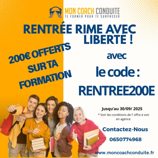 AUTO ECOLE Offre Spéciale Rentrée : 200€ de remise avec le code RENTREE200E ! TOULON, Toulon, Mon Coach Conduite